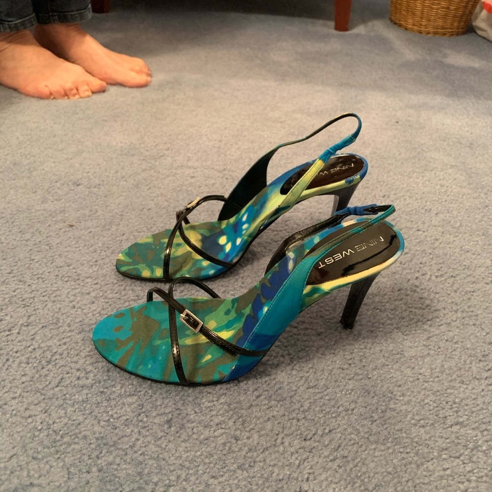 Nine West Multi-colored heels, size 9! WORN ONCE!
